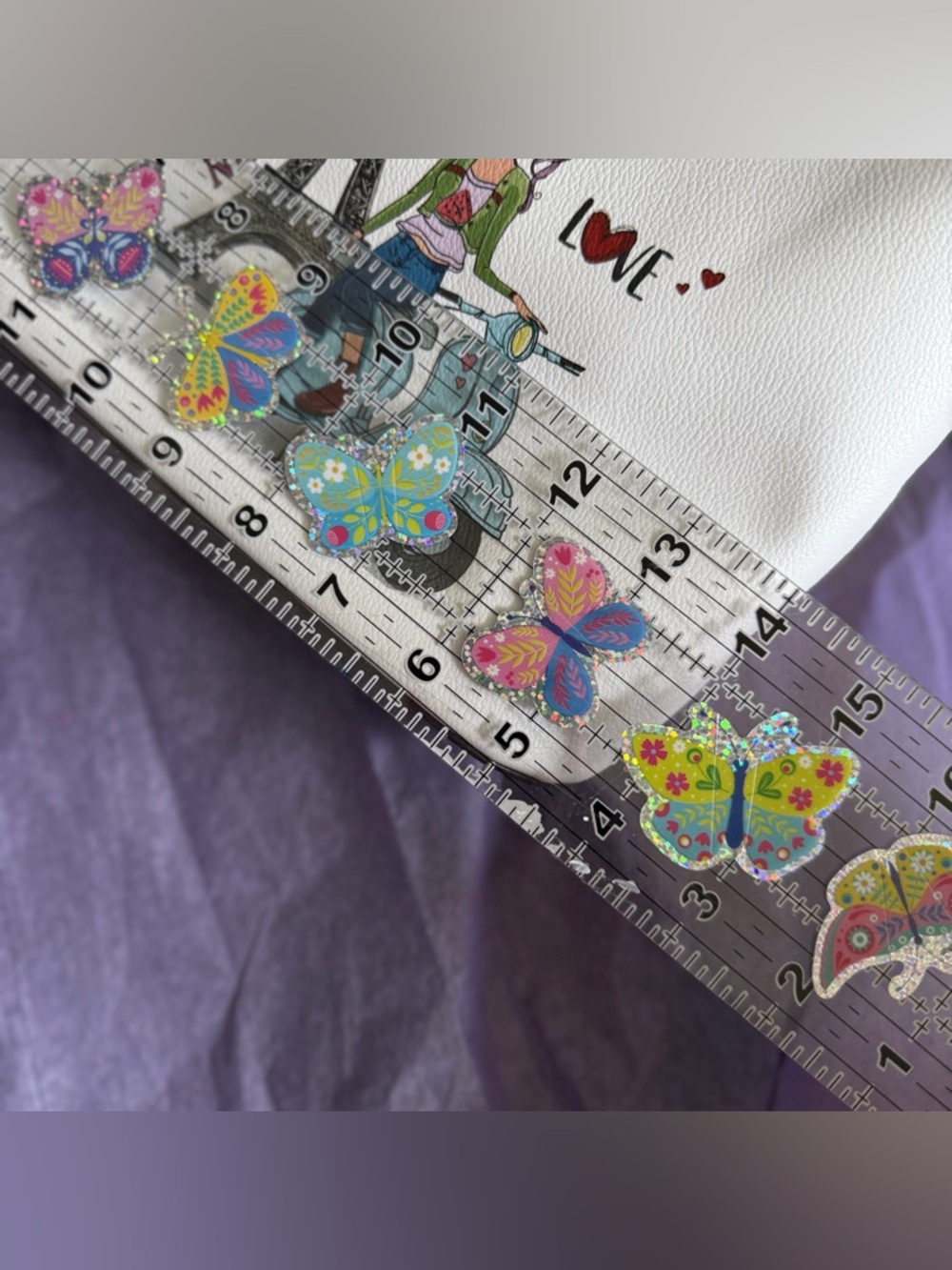 NIKKY by NICOLE LEE White Paris Illustration Satchel Bag NEW w/ Purse Charms - Picture 10 of 16